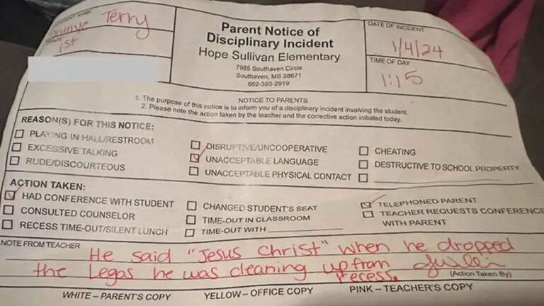 Mississippi mother’s post of son’s school ‘disciplinary incident’ for saying ‘Jesus Christ’ goes viral