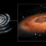 This artist concept illustrates the frenzied activity at the core of our Milky Way galaxy. The galactic center hosts a supermassive black hole in the region known as Sagittarius A*, or Sgr A*, with a mass of about four million times that of our sun.