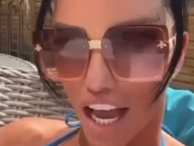 Double-bankrupt Katie Price strips off her barely-there blue bikini in a steamy new OnlyFans shoot