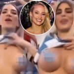 Glamorous boxer Ebanie Bridges shares video of Argentinian fans showing breasts with cheeky caption about England's defeat