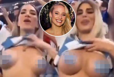 Glamorous boxer Ebanie Bridges shares video of Argentinian fans showing breasts with cheeky caption about England's defeat