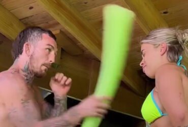 Paige VanZant Shares Behind The Scenes Footage Of Power Slap Preparations As Husband Hits Her With Foam Hose