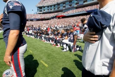 September 24, Protesting NFL players take a knee