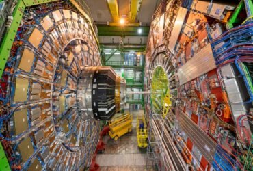 CERN CMS detector close up inside facility.