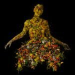 vibrant botanicals are collaged into a woman's figure