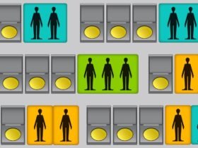 Rows of people and medal icons in groups of one, two or three.