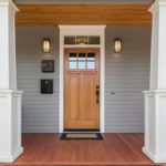 Front door of a pretty Craftsman-style home