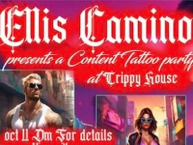 Ellis Camino hosts a content tattoo party at Trippy House