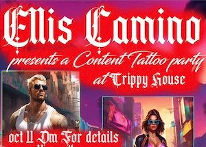 Ellis Camino hosts a content tattoo party at Trippy House