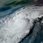 an aerial view of a hurricane