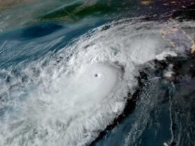 an aerial view of a hurricane