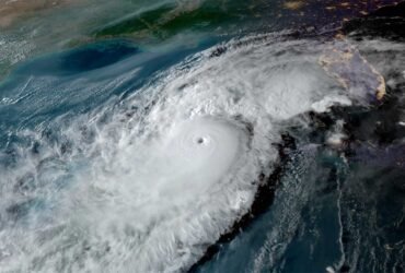 an aerial view of a hurricane