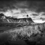 a black-and-white photograph of an Iceland landscape