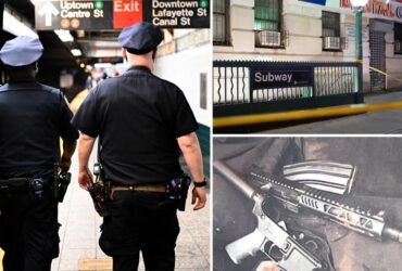 Intruder arrested with loaded gun, two cut to pieces - including man fighting with teen over seat - in New York subway chaos: police