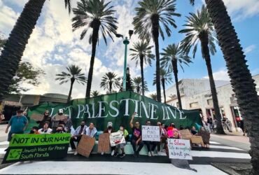 Activists hold 'No to genocide' protest outside Art Basel Miami Beach