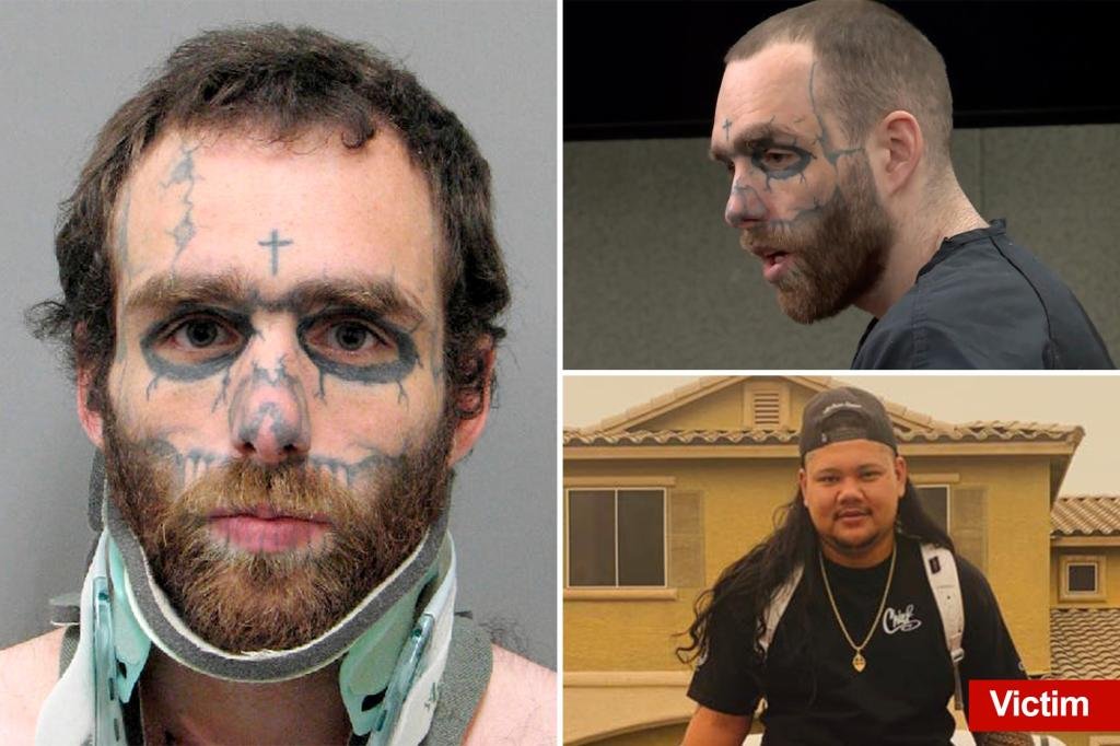 Facial tattoo maniac sentenced to 100 years for shootings that killed one person and injured others in Nevada, Arizona