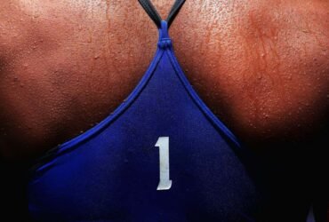 Sweat is seen on the back of Varapatsorn Radarong of Thailand during her Beach Volleyball Women