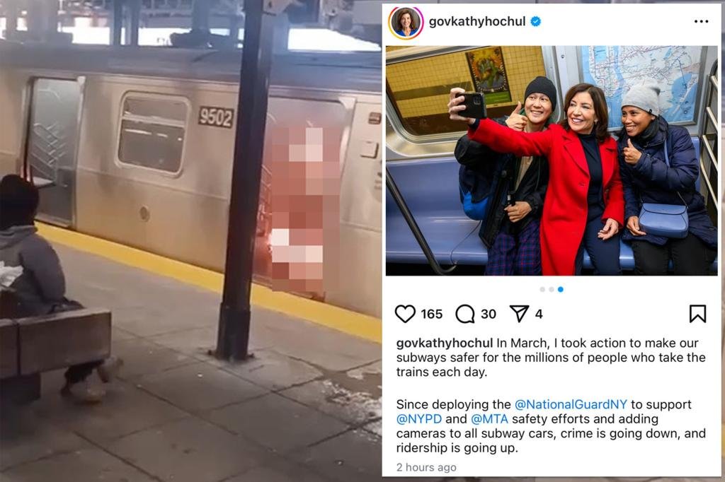 Kathy Hochul ripped for a tweet about improved subway safety after NYC's straphanger caught fire