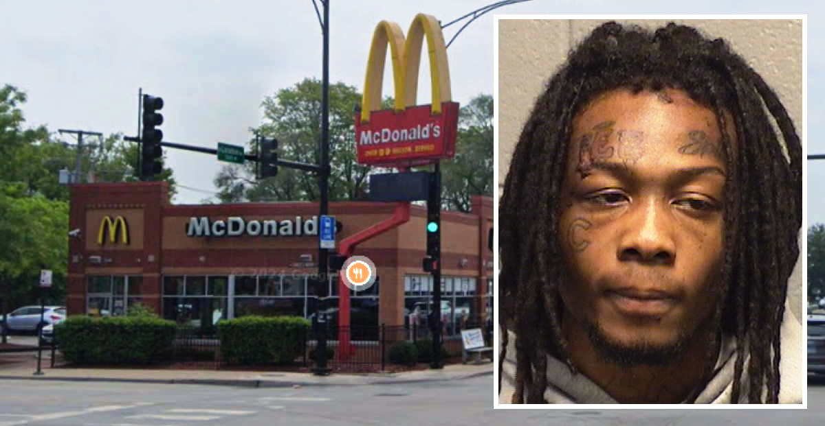 McDonald's customers tackled and beat an armed robber until police arrived, the Chicago police report said