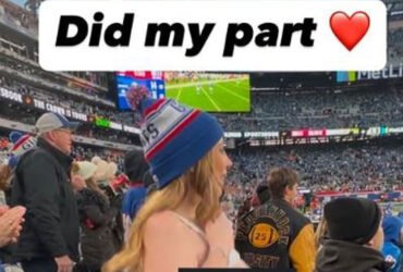 Model flashes at NFL game and claims Giants player paid her to distract Saints with her breasts