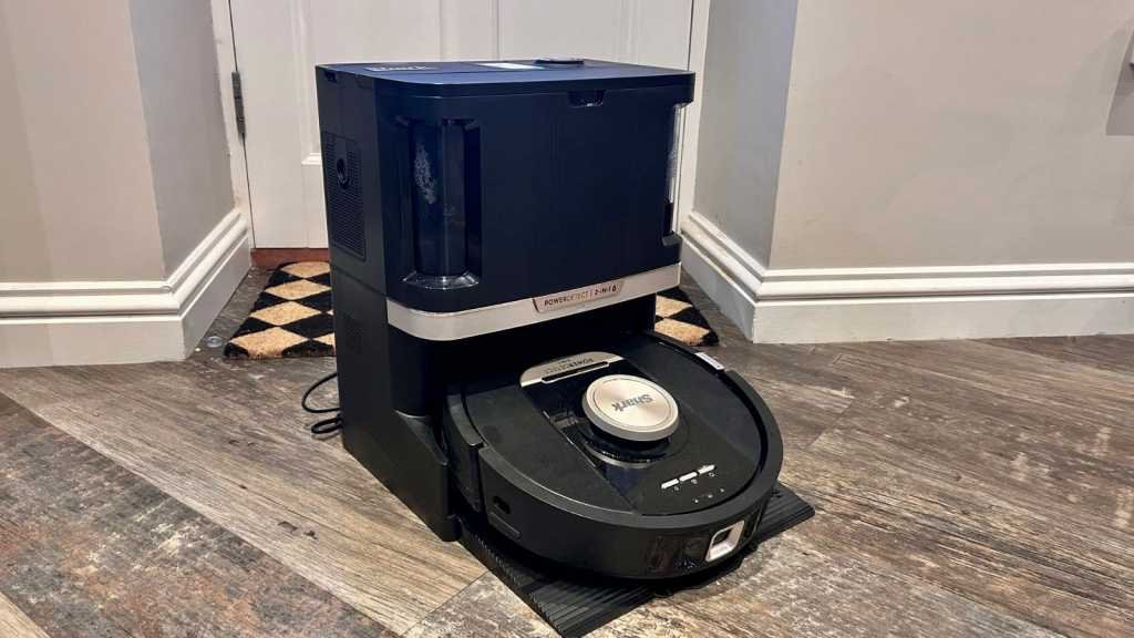 The robot vacuum in its self-emptying dock