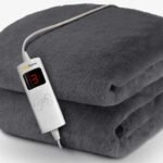 Cosi Home faux fur throw in grey, with controls visible