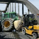 Traffic tailback after tractor hit bridge