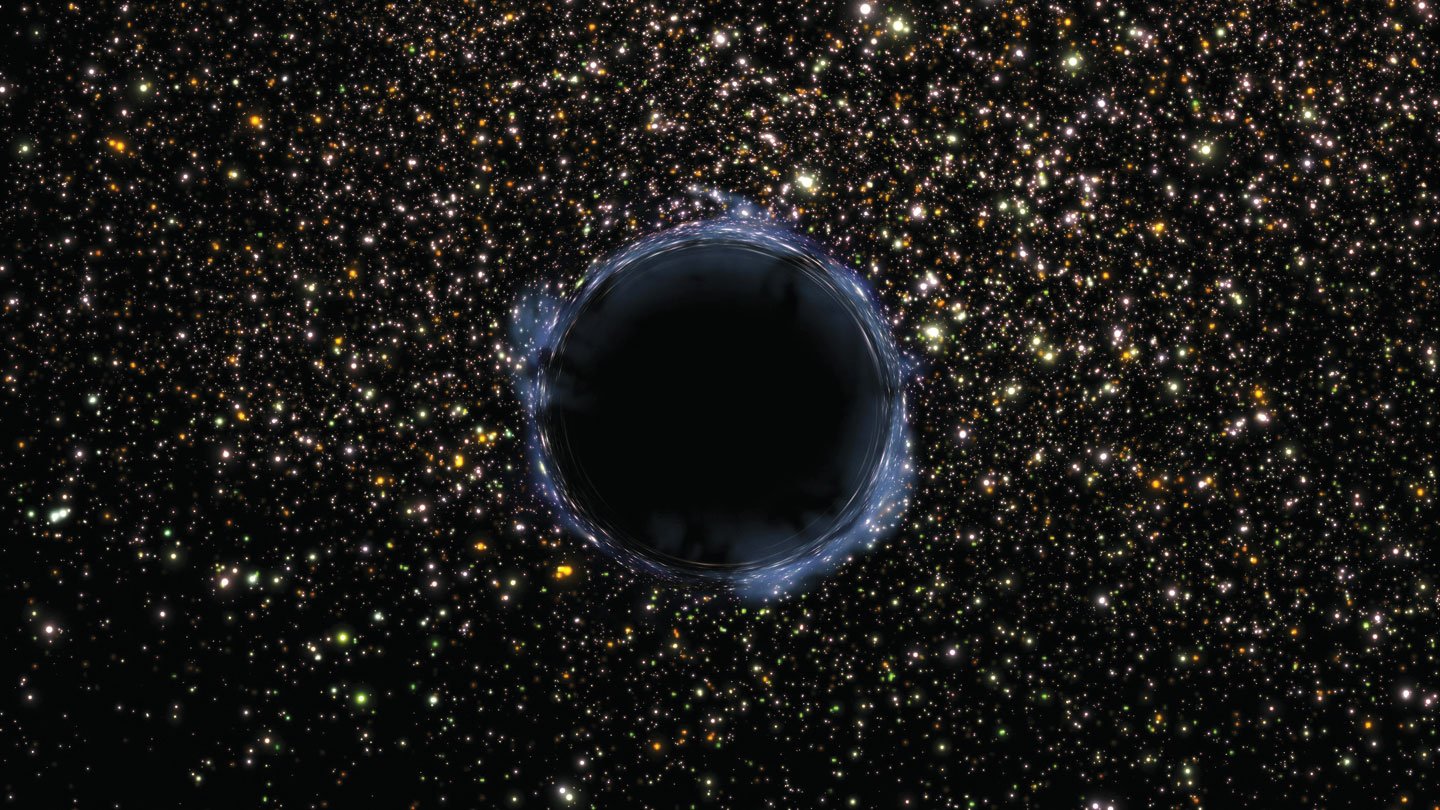 A black hole surrounded by stars