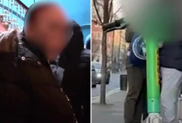 Watch the moment an angry mother shouts: 'put your clothes on' and drags her son (19) out of line for Bonnie Blue's sex marathon