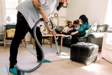 Married men have are doing traditionally feminine chores, such as cleaning.