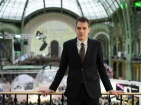 Arthur Mensch, founder of Mistral AI, following a Bloomberg Television interview during the AI Action Summit in Paris, France, on Monday, Feb. 10, 2025. France is set to announce a total of 109 billion in investment in artificial intelligence projects in the country by companies, funds and other sources over the coming years, President Emmanuel Macron said on the eve of a two-day AI Action Summit.