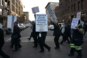 RTD bus and train operators march through LoDo demanding higher wages