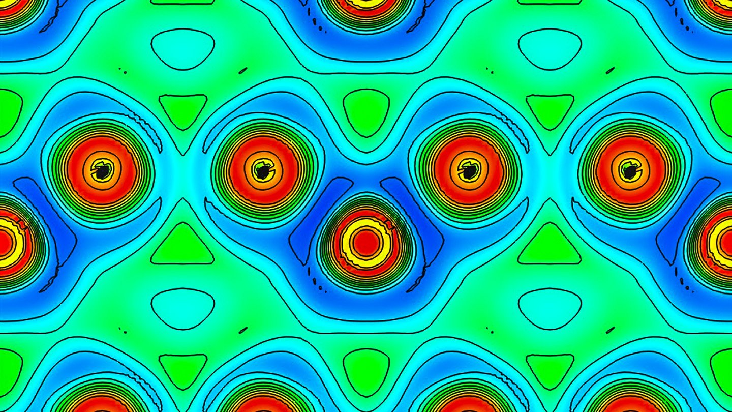 illustration showing the location of helium in the helium-iron compound