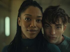 Robert Pattinson and Naomi Ackie in Mickey 17