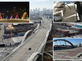 La's glowing, $ 500 million bridge is dark and covered with graffiti after thieves have stolen the copper wire