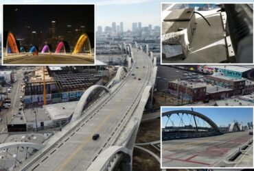 La's glowing, $ 500 million bridge is dark and covered with graffiti after thieves have stolen the copper wire