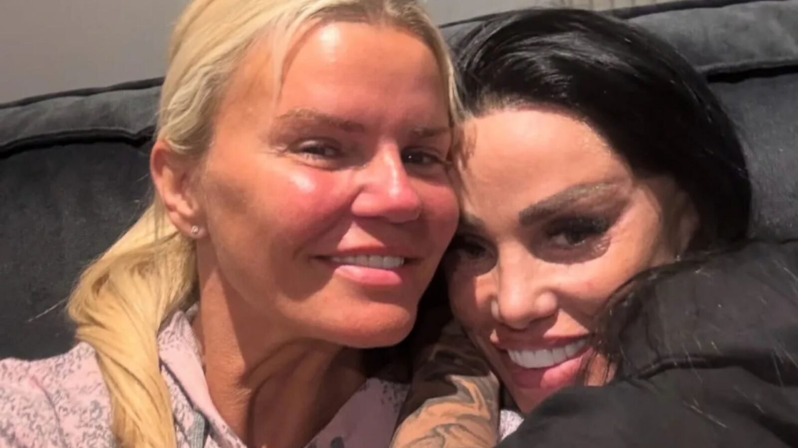Make-up-free Kerry Katona Cosies to Katie Price for cozy selfies and says that reunion is 'sooo good'