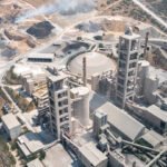 Photograph of a cement manufacturing plant.
