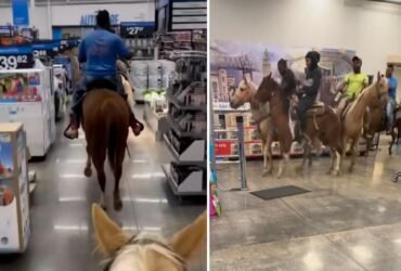 Four 'Cowboys' arrested for driving on horses through Walmart