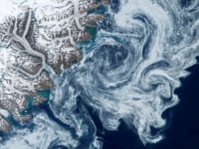 2HCNTB2 Arctic sea with Arctic remnant ice through the Fram Strait near Svalbard