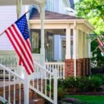 house, american flag, neighborhood