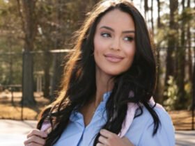 The world's sexiest tennis -influencer Rachel Stuhlmann Napynchronized 'Drop Dead Gorgeous' while posing in chic outfit