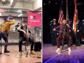 Attacked Subway Cellist plays National Anthem for Knicks