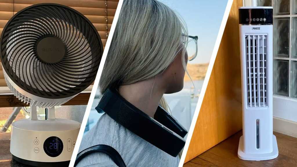 A table fan, a wearable fan and an air cooler