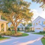 Summer houses on winding street
