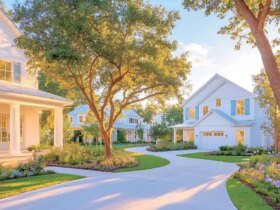 Summer houses on winding street