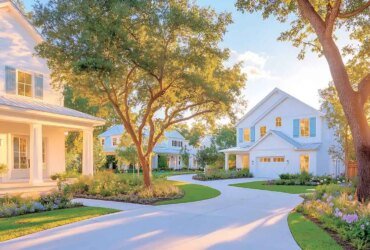 Summer houses on winding street