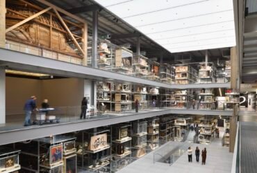 the interior of a contemporary museum collection storehouse