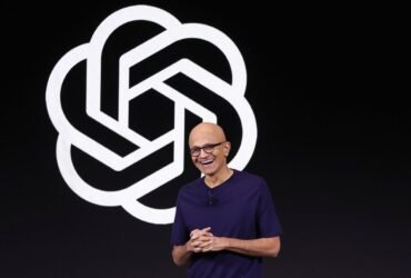 Microsoft CEO Satya Nadella speaks during the OpenAI DevDay event on November 06, 2023 in San Francisco, California.