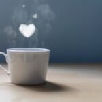 A cup of coffee with a lot of love. Conceptual photography Hearts of smoke come out of a cup of coffee.